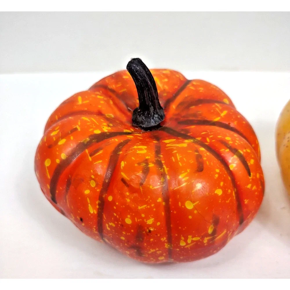 Set of 2 Vintage Decorative Pumpkins Small Foam Plastic Autumn Fall Decoration